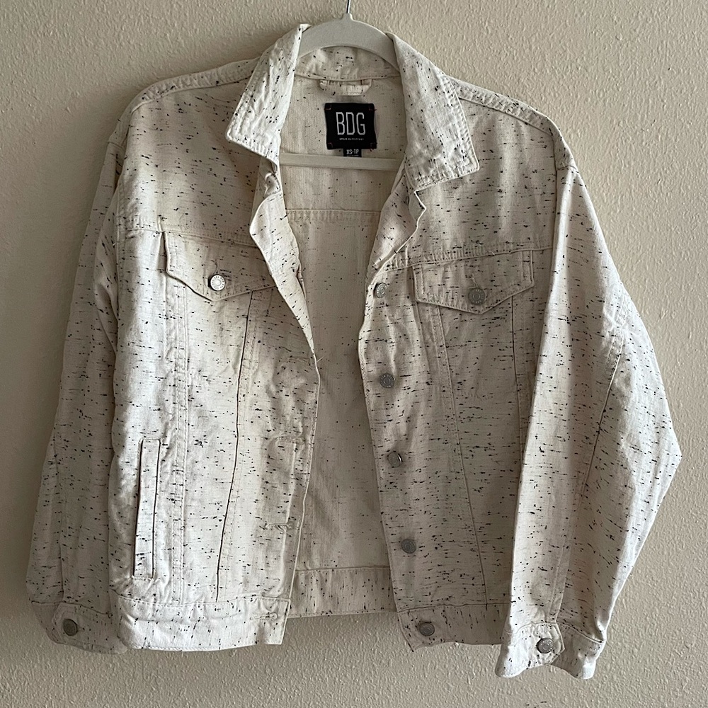 Urban Outfitters BDG Cream Speckled Denim Jacket Size XS